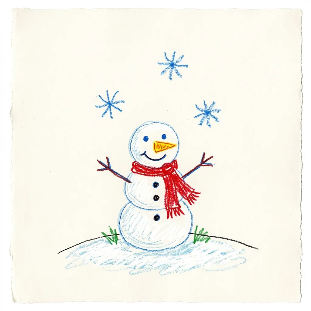 Kinderzeichnung: Schneemann